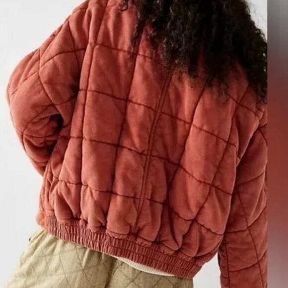 FREE PEOPLE quilted jacket, women's size L , cherry cola color - Picture 5 of 6